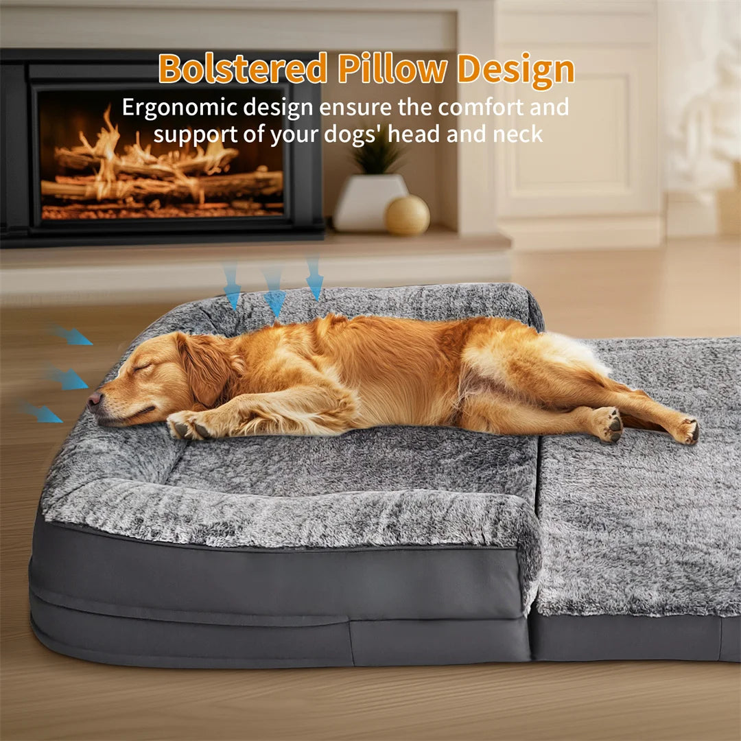 180cm Long Human-Size Giant Dog Bed Foldable Calming Pet Dog Bed Plush Cover Orthopedic
