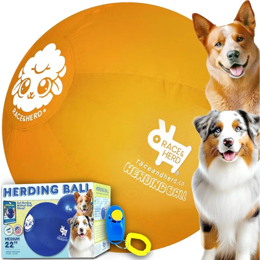 Race&Herd Original 22" Herding Ball for Dogs - Training Toy for Australian Shepherd, Cattle Dogs, Border Collie, Blue Heelers -