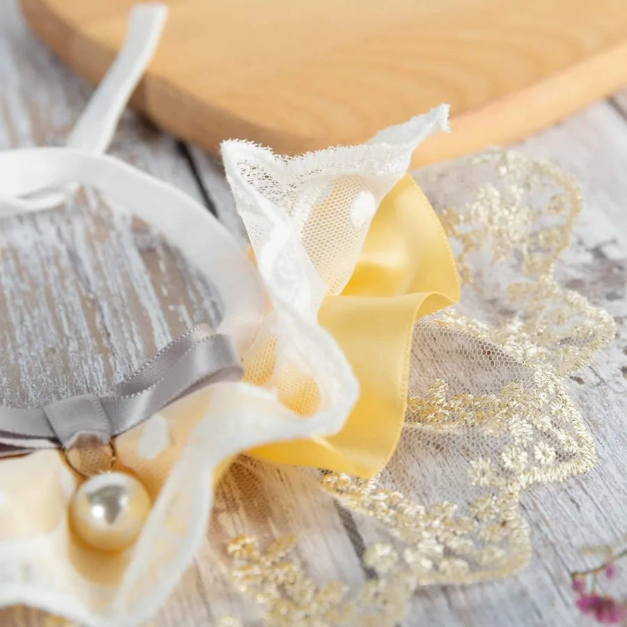 2PCS Dog Cat Collar Pearl Pet Bib Cute Scarfs Necklace Neck Strap for Pet Costume plies