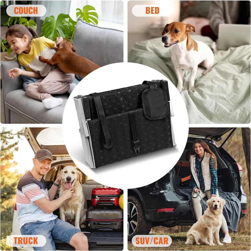 Dog Ramps for Large Dogs - Portable Dog Steps for Cars and SUV, Truck, Lightweight Non-Slip Dog Stairs Support Up to 200 Lbs