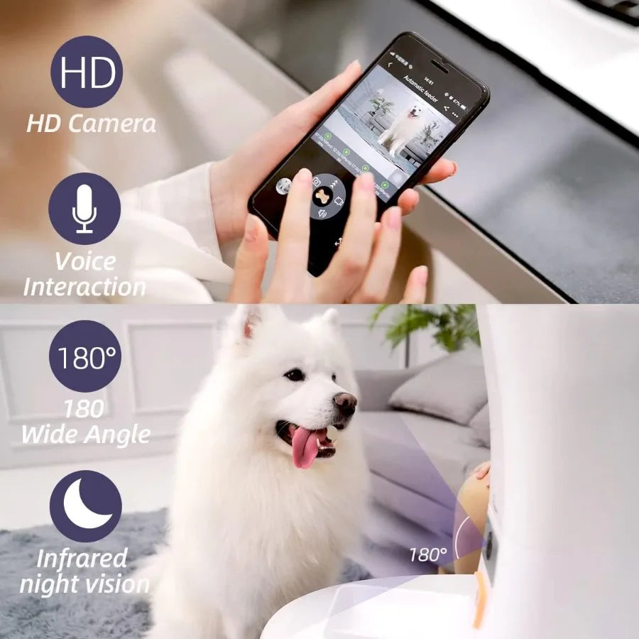 12L 5G WiFi Automatic Dog Feeder for Large Breed and Automatic Cat Feeders with 1080P Full HD Pet Camera Treat Dispenser Food D