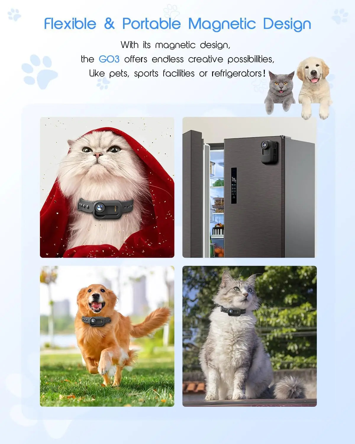 4K Cat Collar Camera, HD WiFi Pet Camera with 64GB SD Card, Mini Action Camera for Video Records Dog Collar Camera