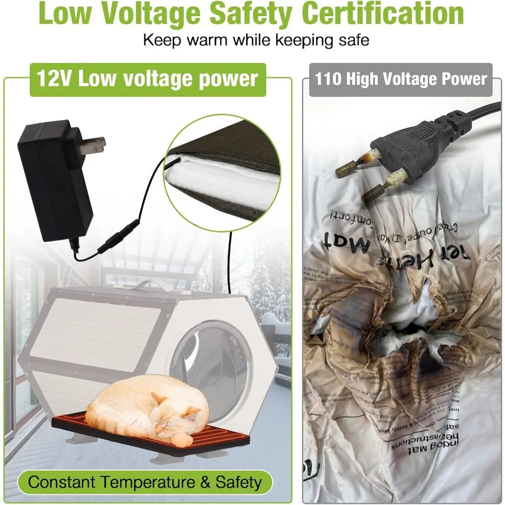Heated Insulated Outdoor Cat Shelter for Ferals with Adjustable Temp and Timer, Expandable for All Weather Protection