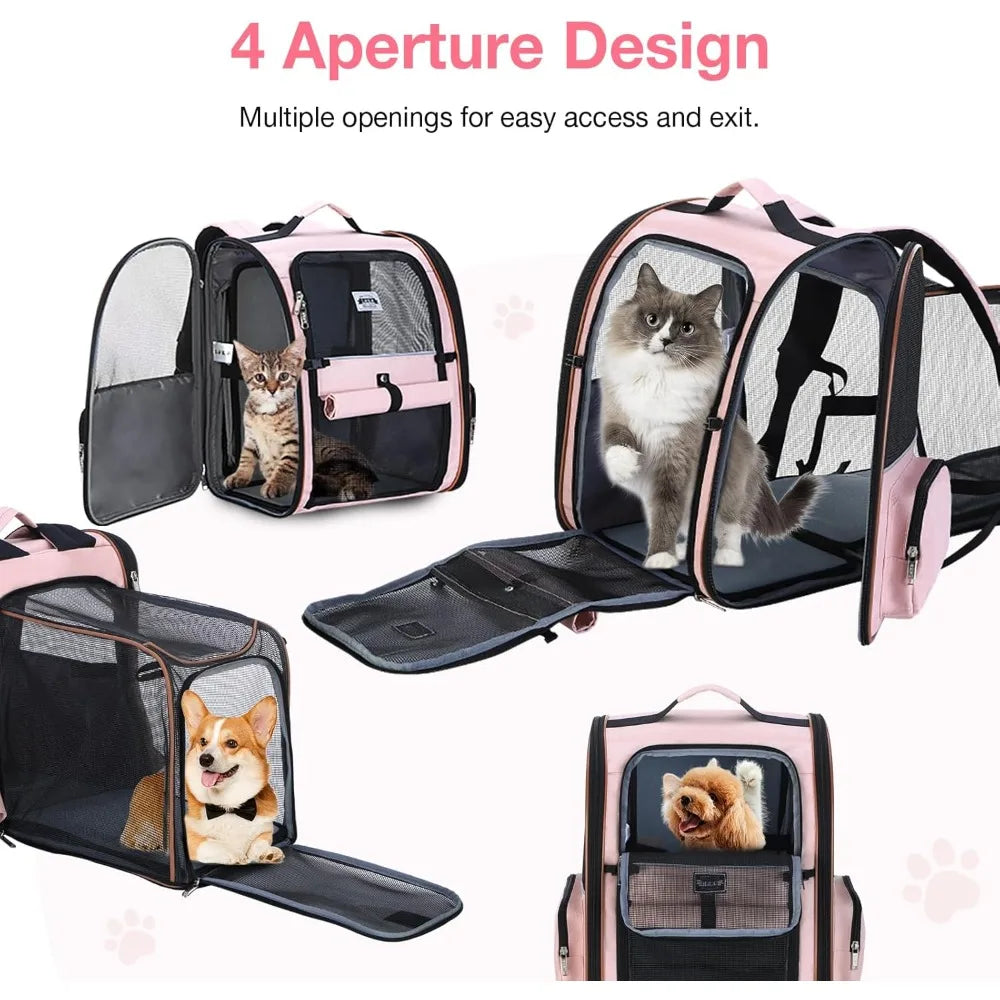 Large Cat Backpack Carrier Expandable Foldable Pet Carrier Backpack for Small Dogs Puppy Medium Cats Fit Up to 18 Lbs