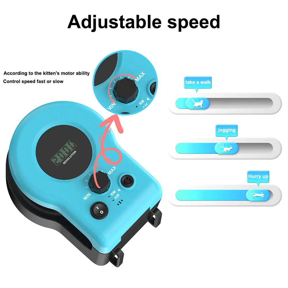 Interactive Cat Toy Adjustable Speed Cat Feather Toy Treadmill DIY Mouse Hunting Toy Kitten Toy for Indoor Cats