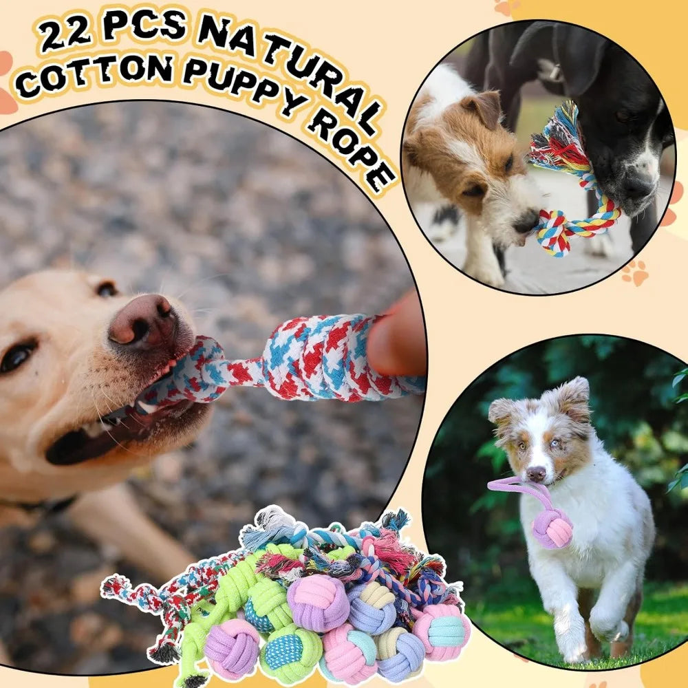 Syhood 60 Pcs Squeaky Dog Toys Bulk Stuffed Plush Chew Puppy Teething Rope Cute Spiky Chew Ball for Small Dog Pet Teething(Lovel