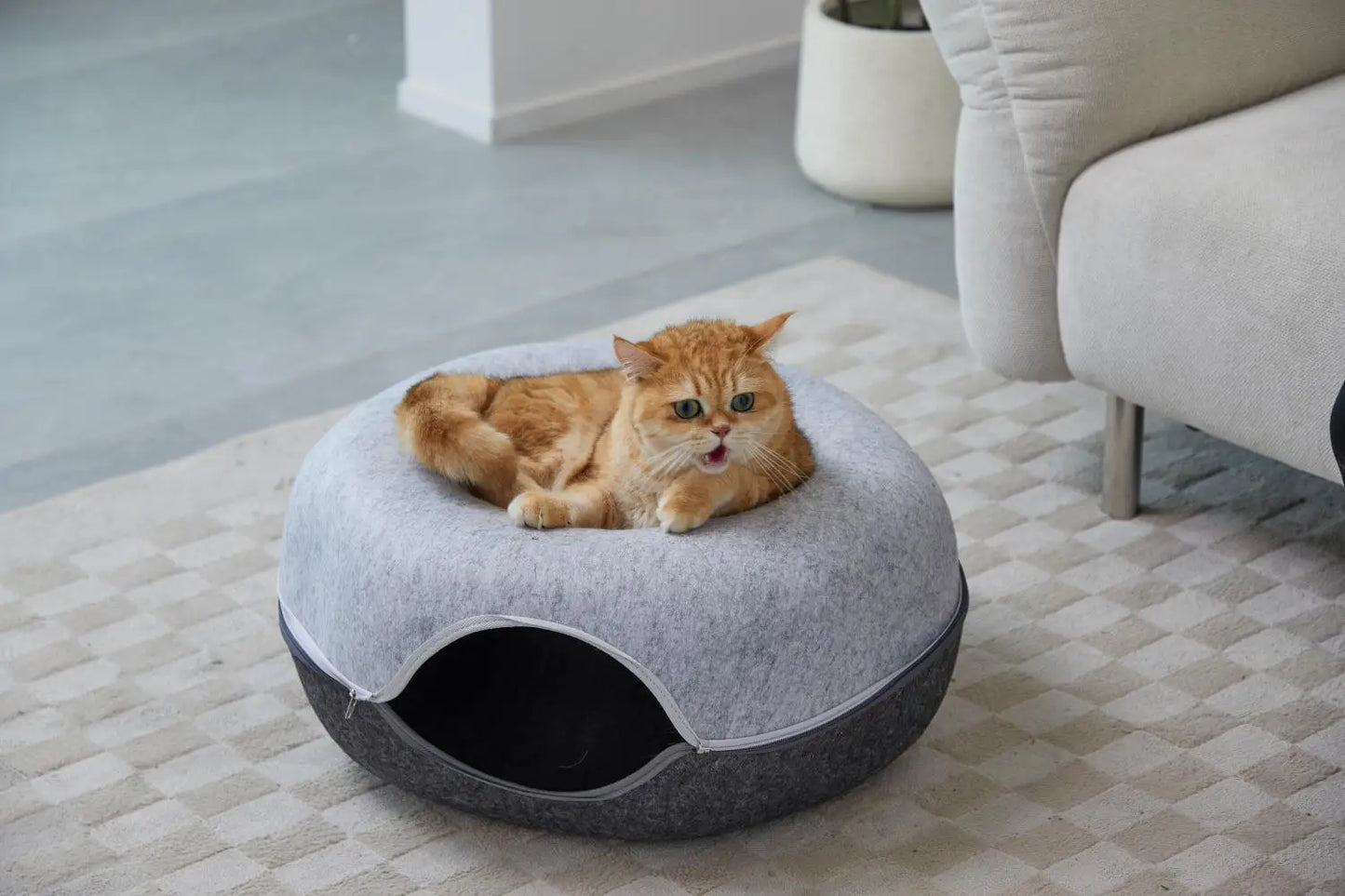 Hexagon duplex colour Cat Tunnel Bed Cat Cave for Multiple Cats Large Cats Scratch Resistant Washable Detachable Round Felt Cat