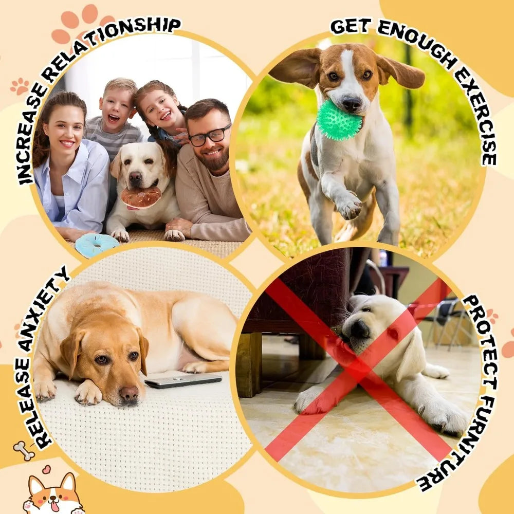 Syhood 60 Pcs Squeaky Dog Toys Bulk Stuffed Plush Chew Puppy Teething Rope Cute Spiky Chew Ball for Small Dog Pet Teething(Lovel