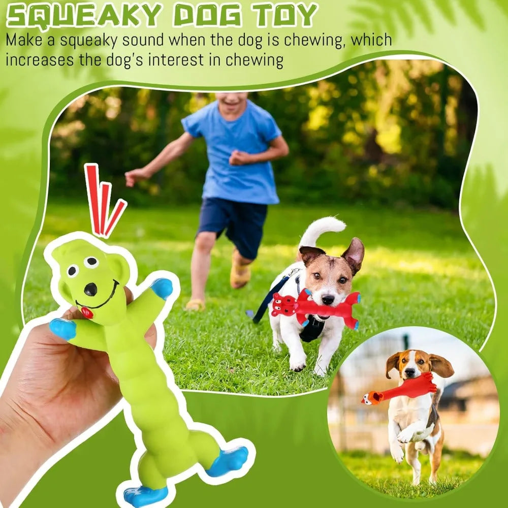 Shappy 20 Pcs Squeaky Dog Toys, Latex Rubber Dog Toys Bulk Soft Squeak Chew Balls Assorted Animals Puppy Fetch Interactive Play