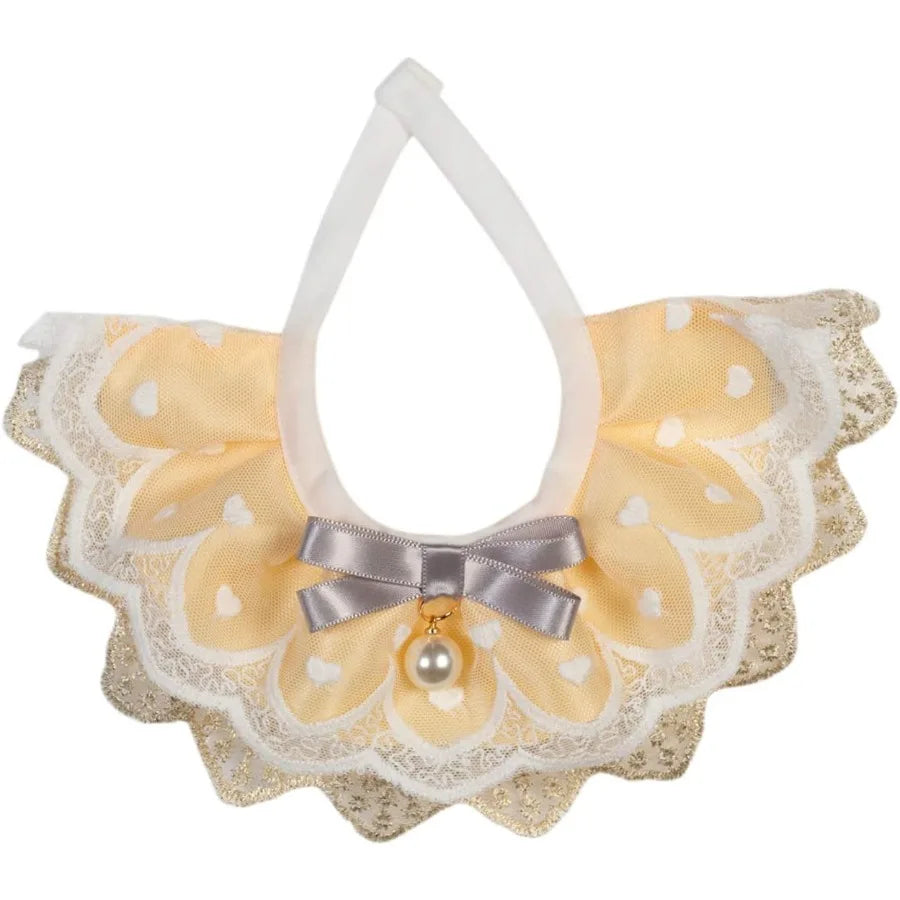 2PCS Dog Cat Collar Pearl Pet Bib Cute Scarfs Necklace Neck Strap for Pet Costume plies