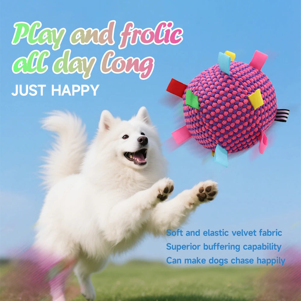 Interactive Ball Dog Toy Suitable for Chewing Training, Stress Relief, Bite Sound Resistance, Plush tug-of-war Toy three color