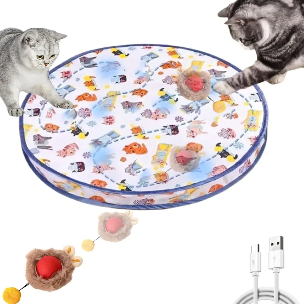 Interactive Cat Toy with a Rolling Ball And Hunting Cover - Motion-Sensing Rechargeable Indoor Cat Hide-And-Seek Game in Durable