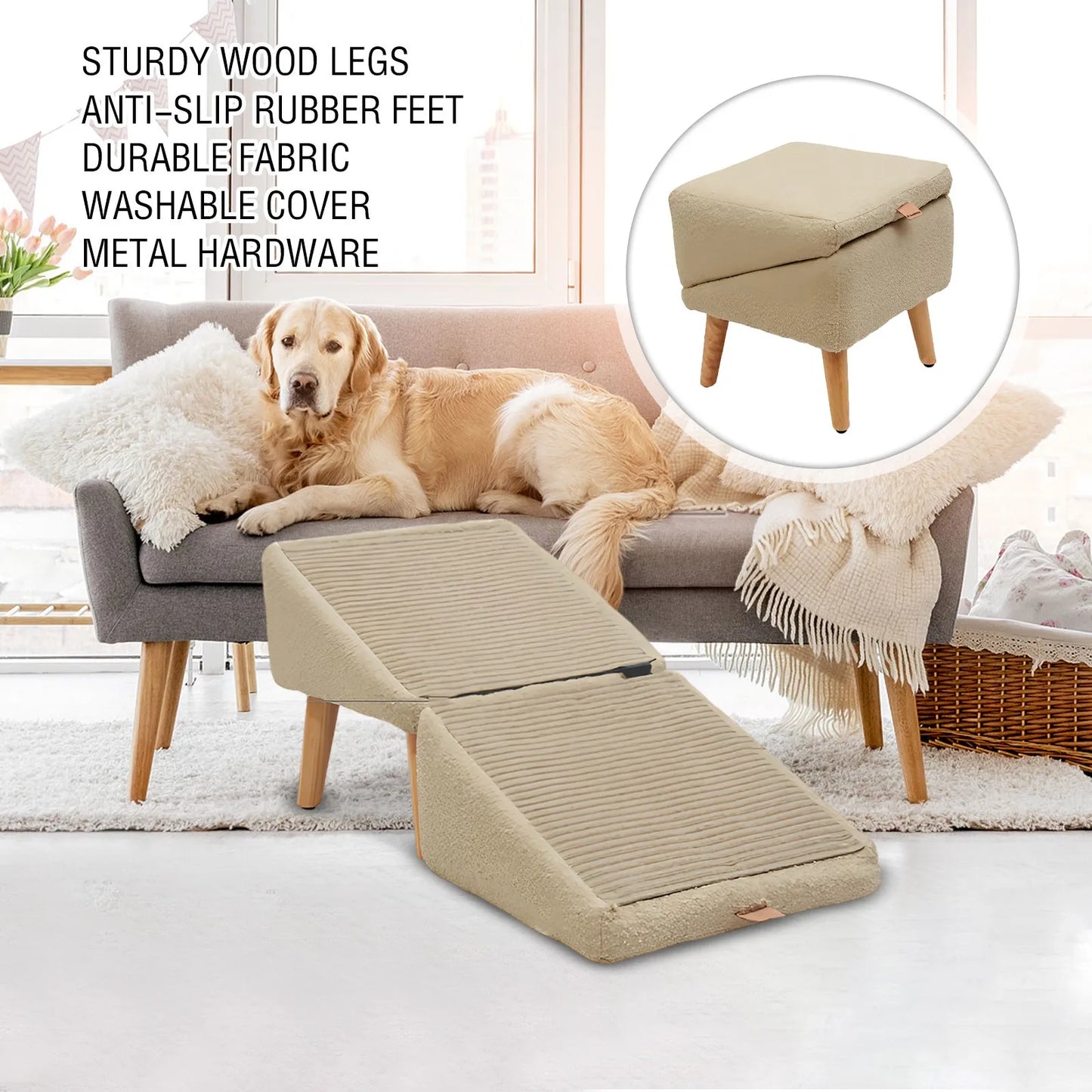 Integrated Dog Ramp And Footstool Sofa Height Is Gently Tilted To Suit Large And Small Dogs, Relieves Pressure Protects The Sofa