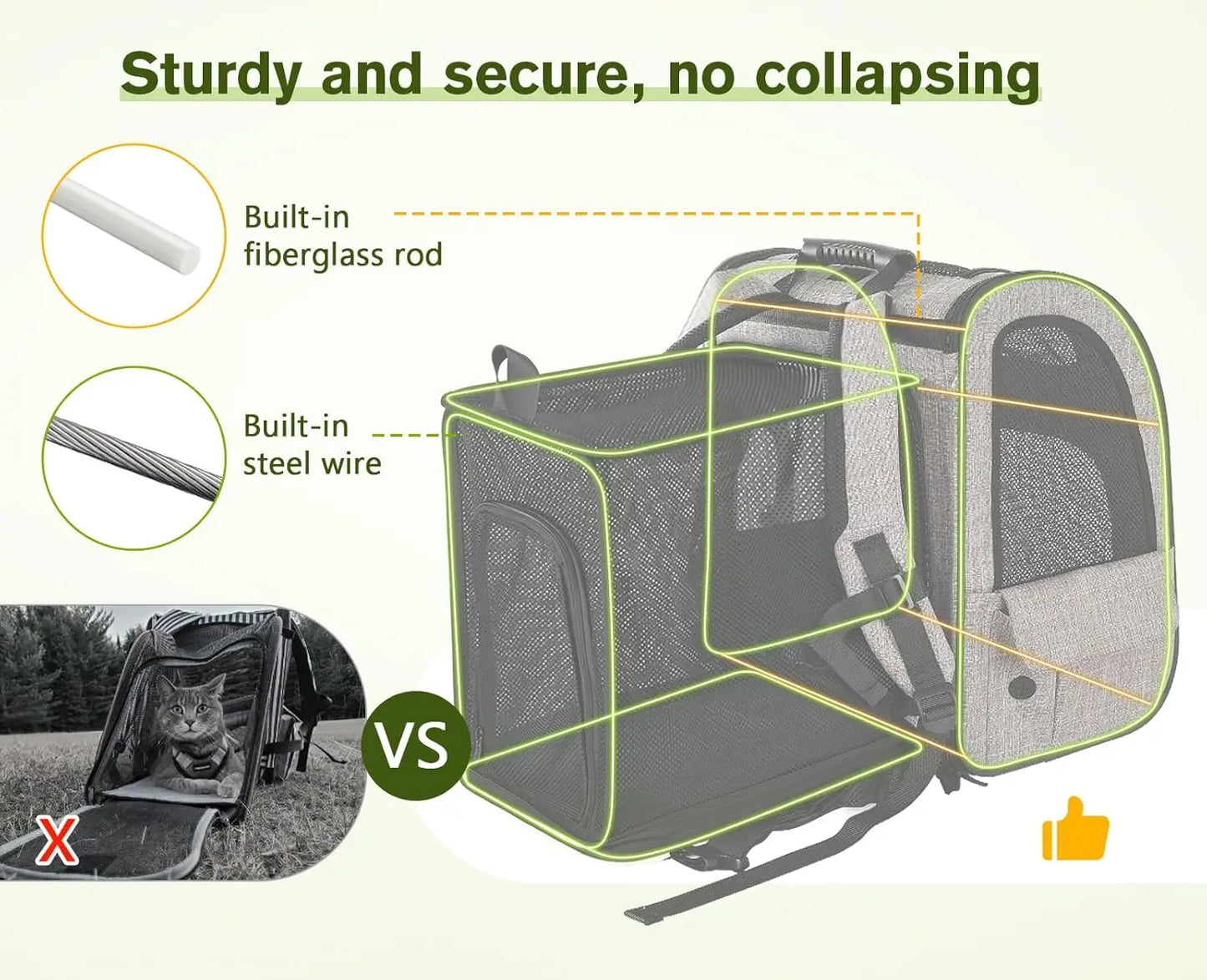 Pet Carrier Backpack, Dog Carrier Backpack, Expandable with Breathable Mesh for Small Dogs Cats Puppies, Pet Backpack Bag