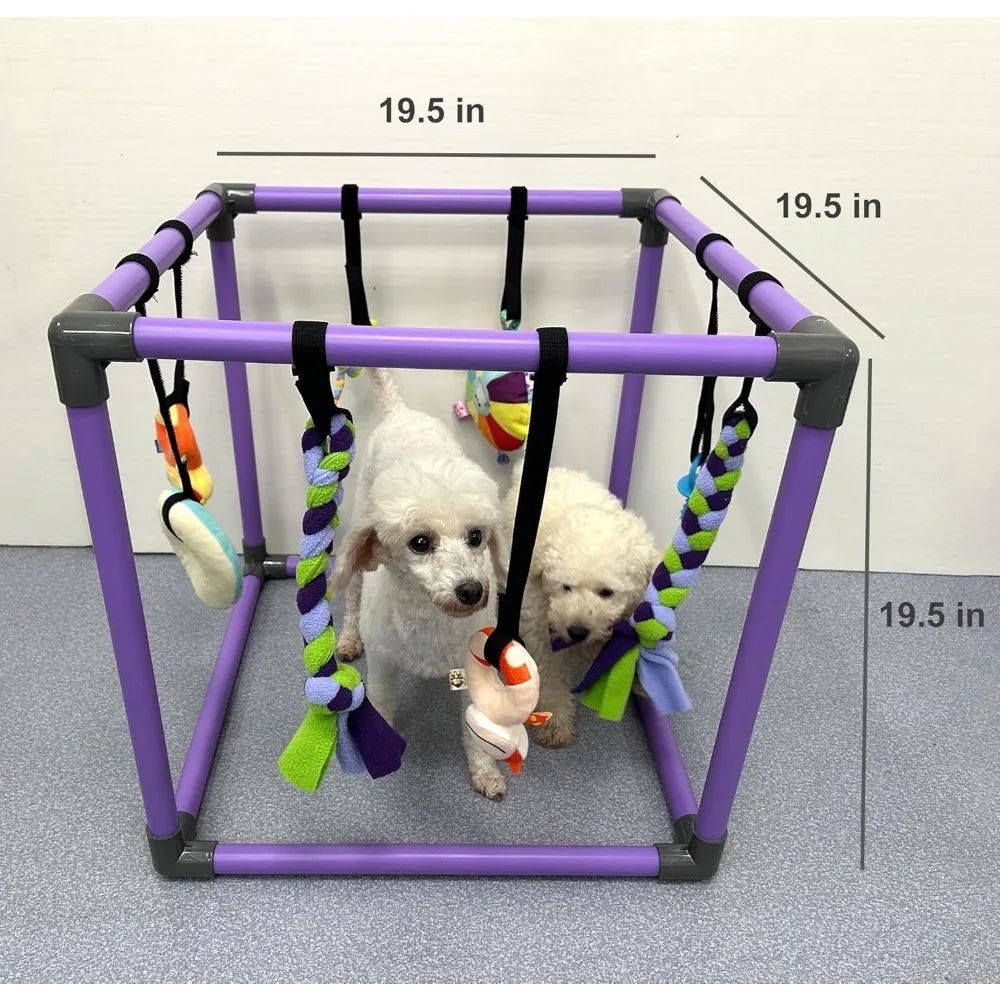 Puppy Play Gym for Small Dogs with 8 Hanging Toys, Jungle Playground with Interactive Funny Enrichment Toys to Keep Them Busy