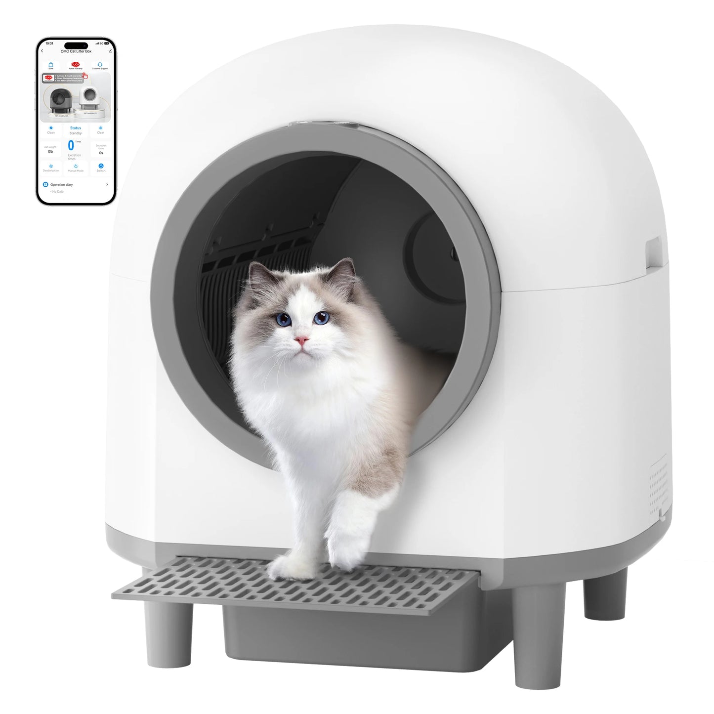 OMCPET Automatic Smart Cat Litter Box Self Cleaning Sandbox Support APP Remote Control Pet Toilet Litter Pet Closed Tray Toilet