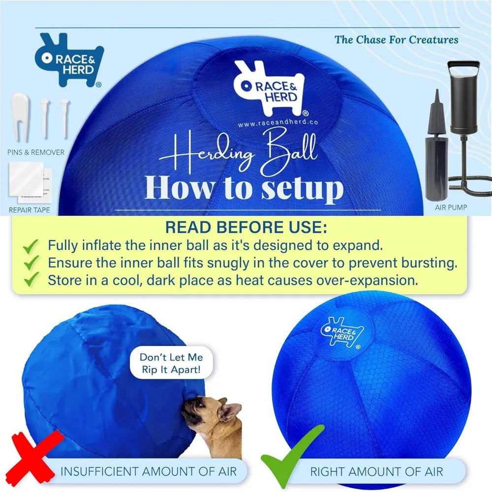 Race&Herd Original 22" Herding Ball for Dogs - Training Toy for Australian Shepherd, Cattle Dogs, Border Collie, Blue Heelers -