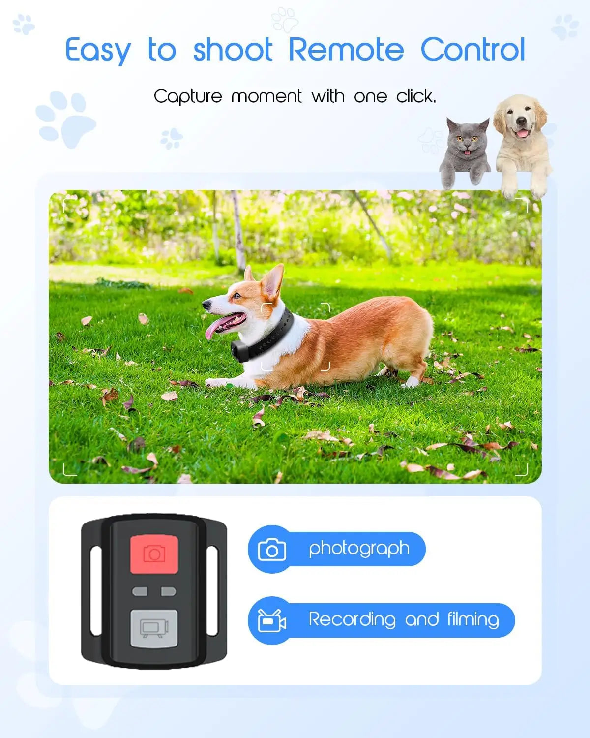 4K Cat Collar Camera, HD WiFi Pet Camera with 64GB SD Card, Mini Action Camera for Video Records Dog Collar Camera