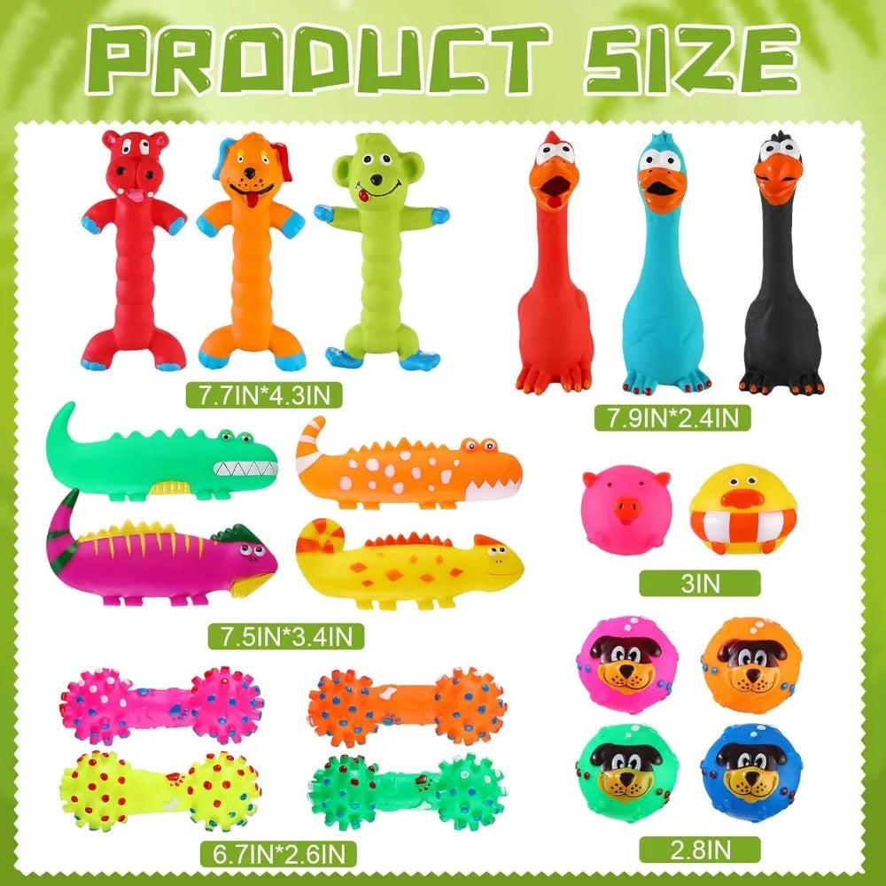 Shappy 20 Pcs Squeaky Dog Toys, Latex Rubber Dog Toys Bulk Soft Squeak Chew Balls Assorted Animals Puppy Fetch Interactive Play