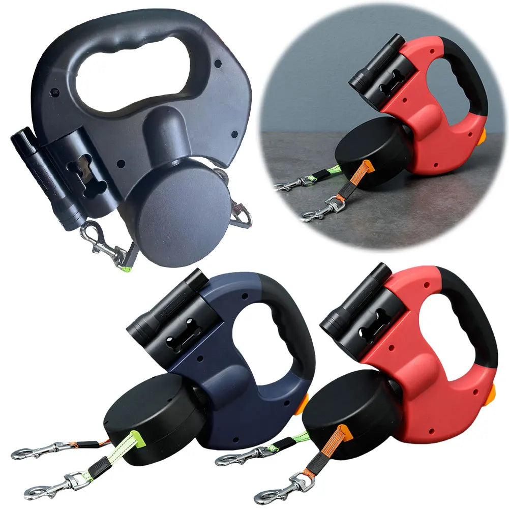 Double Headed Dog Leash Traction Rope 360 Degree Swivel Dog Walking Leash Dual Pet Leash for Small Medium Dogs