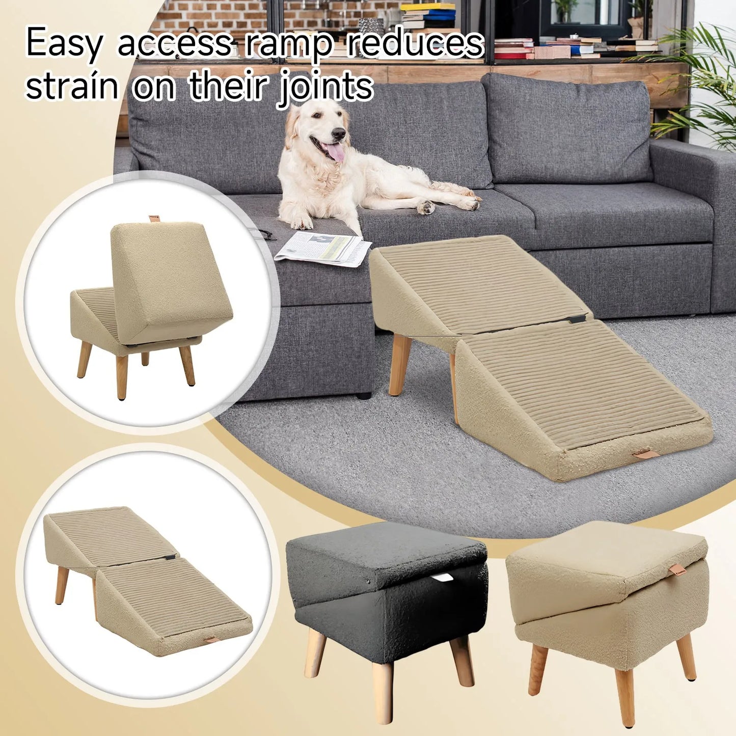 Integrated Dog Ramp And Footstool Sofa Height Is Gently Tilted To Suit Large And Small Dogs, Relieves Pressure Protects The Sofa