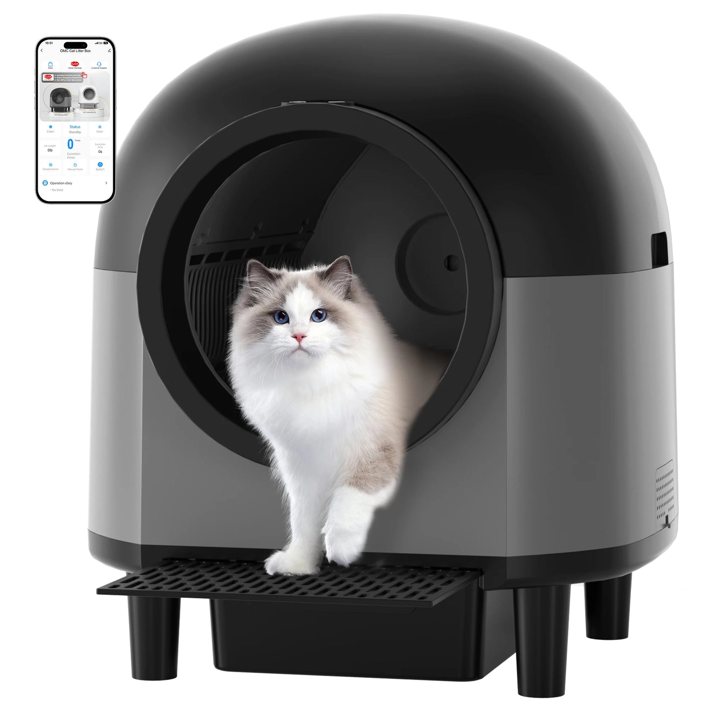 OMCPET Automatic Smart Cat Litter Box Self Cleaning Sandbox Support APP Remote Control Pet Toilet Litter Pet Closed Tray Toilet