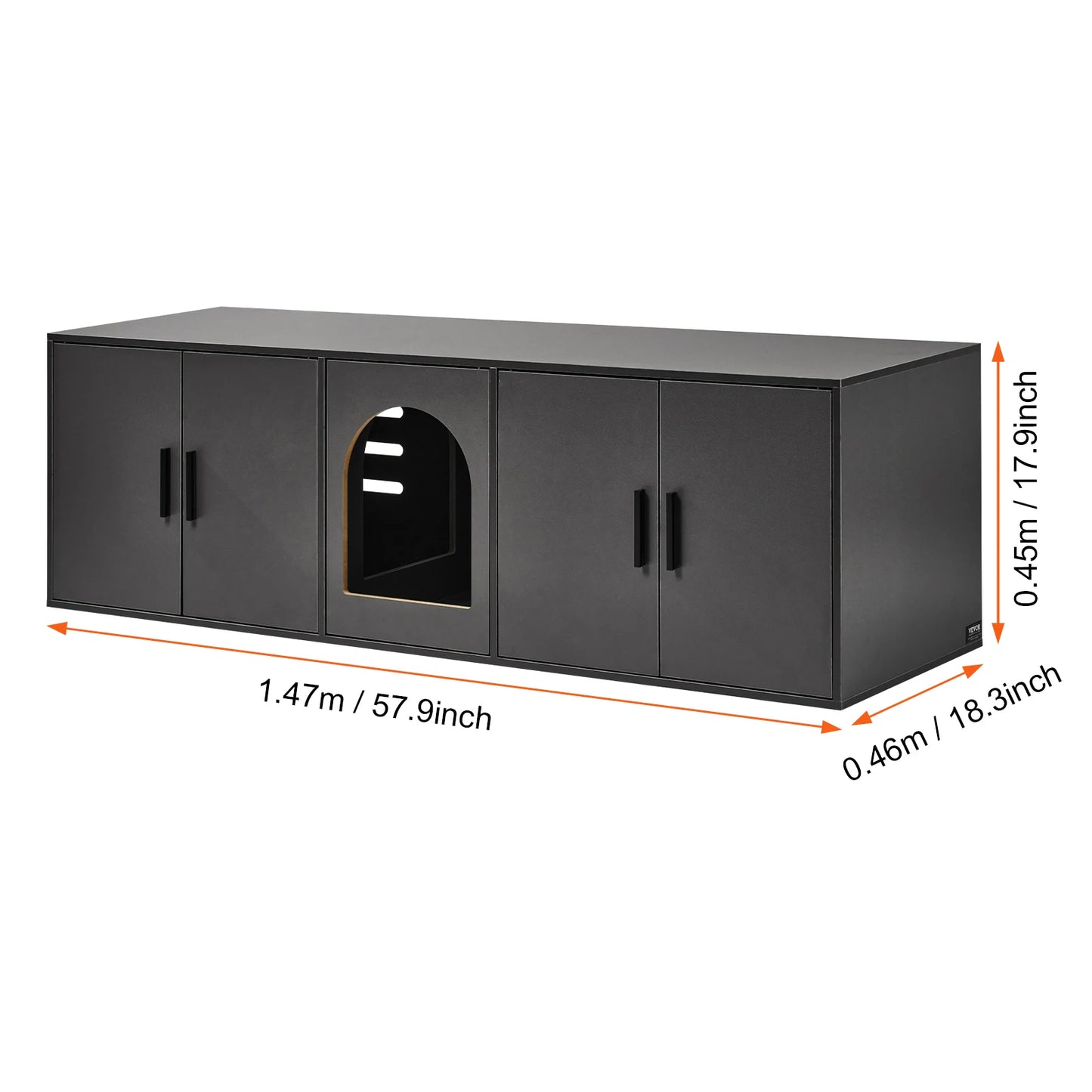 SucceBuy Cat Litter Box Enclosure for 2 Cats Litter Box Furniture Hidden Wooden Cat Box Cabinet Fit Most of Litter Box White