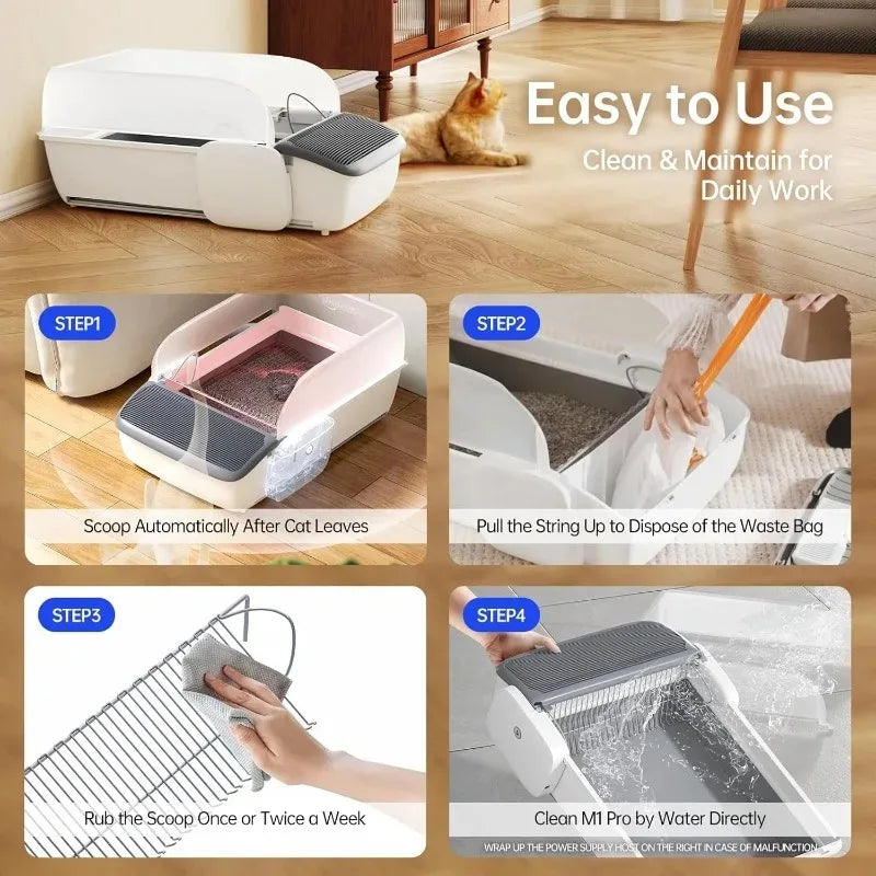 Automatic Self-Cleaning Cat Litter Box Odor-Free Oversized Intelligent Cat Toilet Large Semi-Enclosed Cat Sandbox Pet Supplies