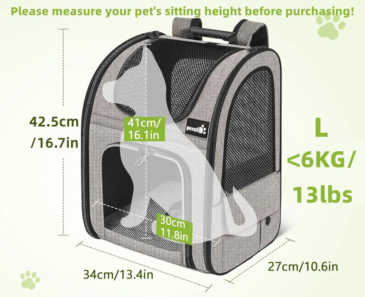 Pet Carrier Backpack, Dog Carrier Backpack, Expandable with Breathable Mesh for Small Dogs Cats Puppies, Pet Backpack Bag