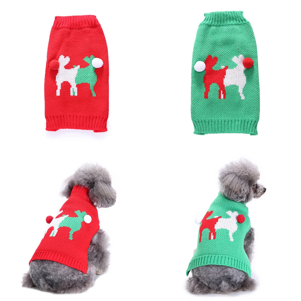 Christmas Dog Sweater Pet Knitting Warm Clothing Autumn Winter Geometric Patten Sweater Puppy Coat Jacket for Small Dogs Warm