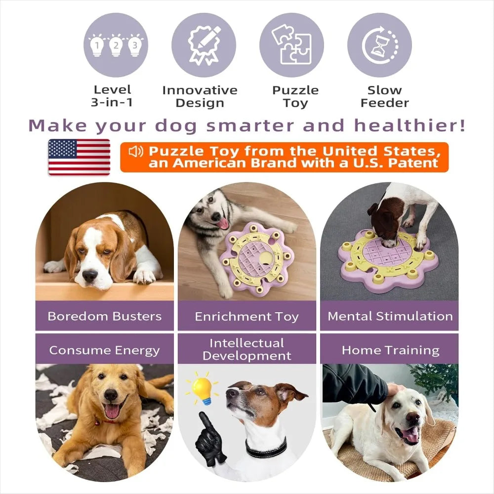 KADTC Dog Puzzle Toys Level 3 in 1 Brain Mind Treat Game Mental Stimulation Enrichment Hard Toys Puppy Holiday Birthday Gift Bor