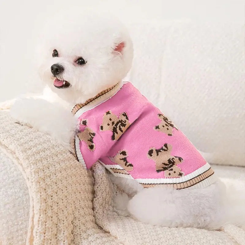 Winter Dog Clothes Chihuahua Soft Puppy Kitten High Striped Cardigan Warm Knitted Sweater Coat Fashion Clothing for Pet Dogs Cat