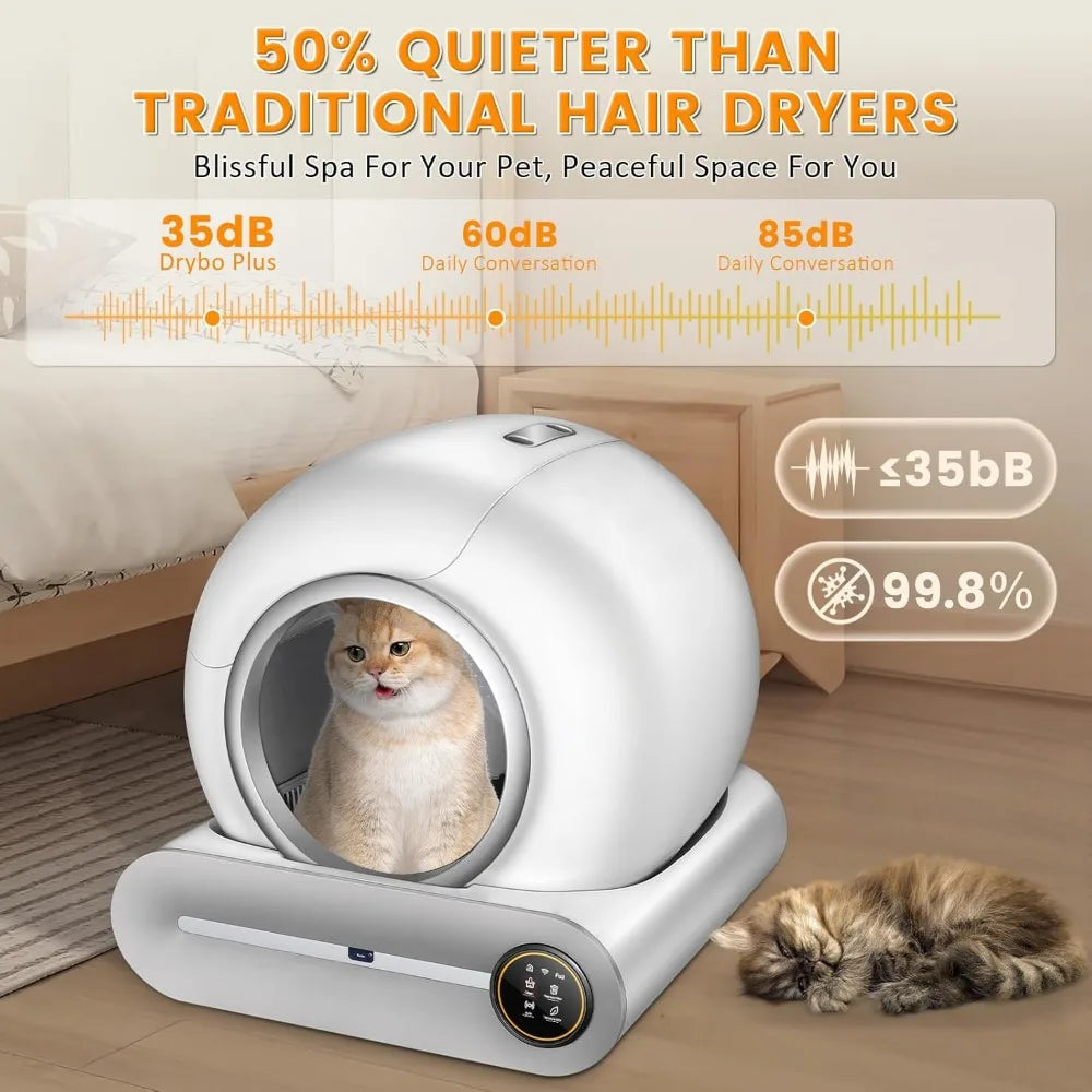 Large Capacity Automatic Self-Cleaning Cat Litter Box for Multiple Cats, 74L with APP Control and Deodorization Features