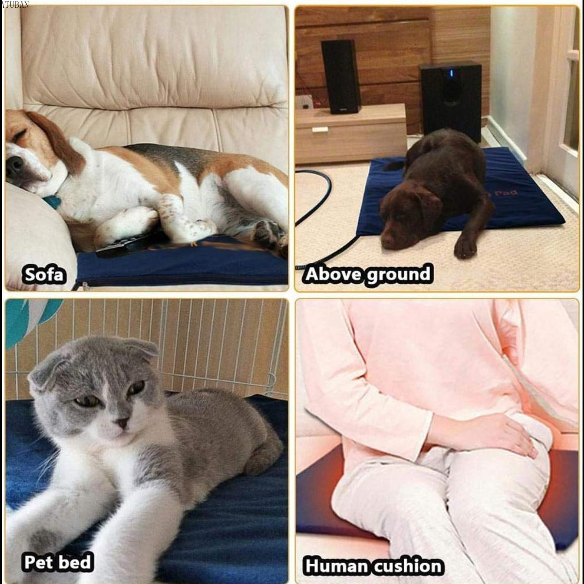 Indoor Pet Heating Pads for Cats and Dogs with Chew-Resistant Cord. Long-Time Working Electric Pet Heated Mat