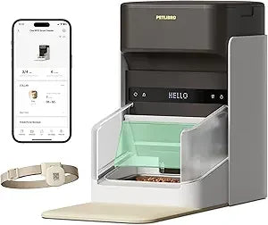 Upgraded RFID Automatic Cat Feeder, 5G Wi-Fi Automatic Pet Feeder, 3L Auto Cat Feeder App Control with Light Collar Tag, Tag Ac