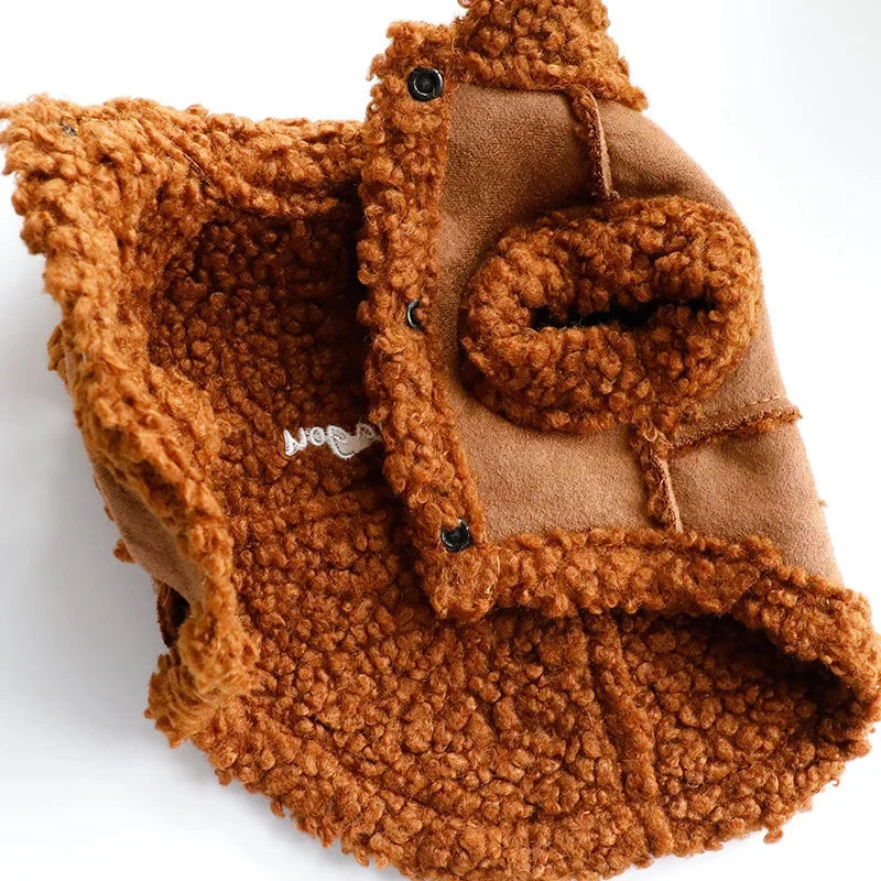 DADAGOU Fleece Lined Winter Dog Coat Jacket Warm Designer Pet Clothes for Cat/Puppy D-ring Design Thickened Puppy Outfit