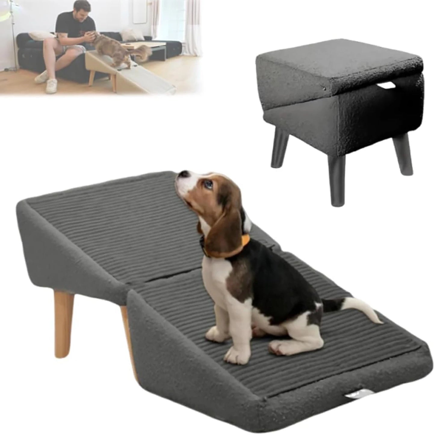 Split type small dog ramp, multifunctional lightweight folding pet ramp sofa staircase, 13.8 inch high dog chair bed, sofa, pet