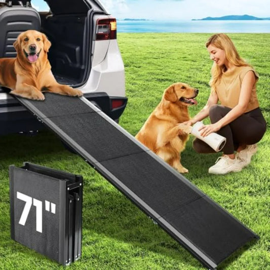 Dog Ramp for Car 71''x 17'' Pet Ramp for Large Dogs with AntiSlip Surface Extra Long Dog Ramps Up to 250LBS for Truck SUV Van S