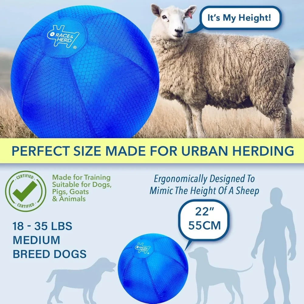Race&Herd Original 22" Herding Ball for Dogs - Training Toy for Australian Shepherd, Cattle Dogs, Border Collie, Blue Heelers -