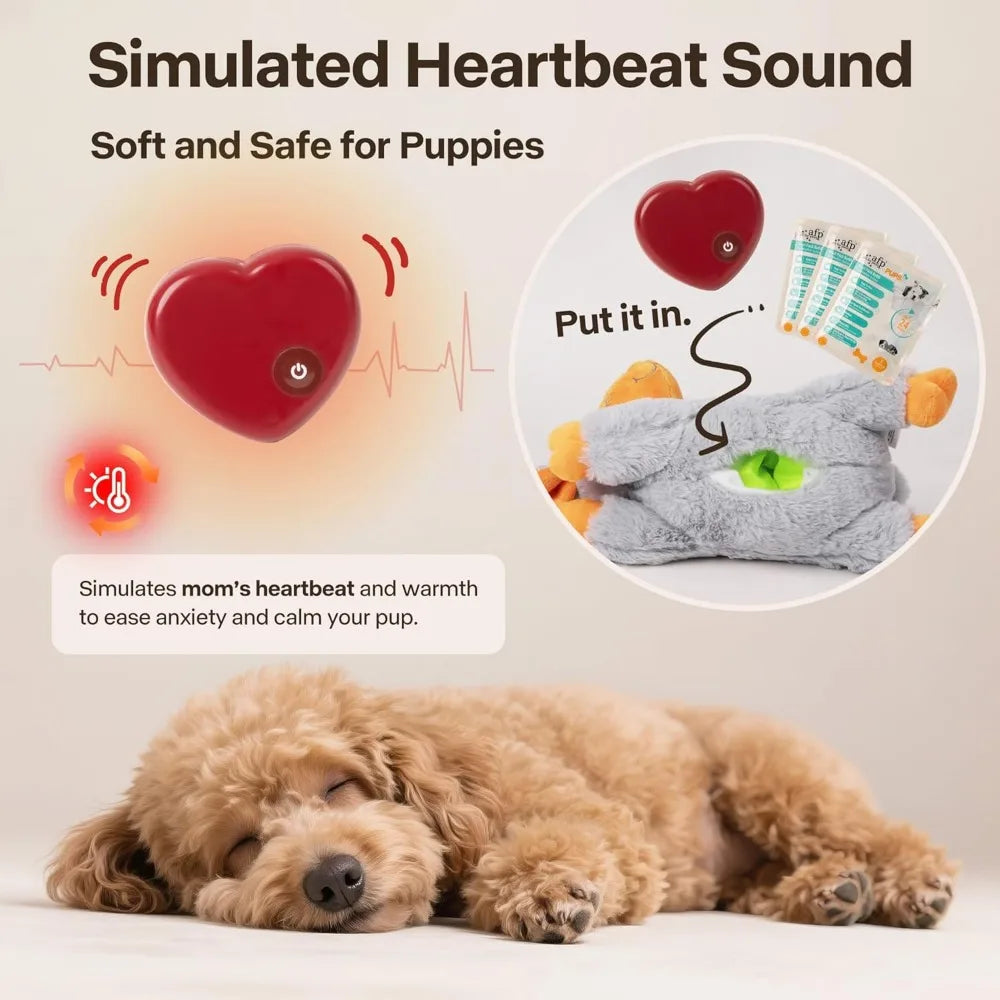 Puppy Essentials Starter Kit - New Born Dog Toys Gifts Heartbeat Puppy for Dogs, Teething Toys, Heat Packs & Cozy Blanket for Cr