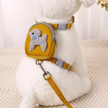 Adjustable Soft Pet Vest with Backpack and Leash for Small and Medium Dogs - Perfect for Outdoor Adventures and Carrying Treats