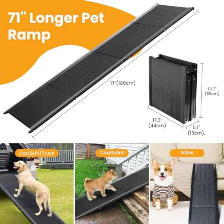 Dog Ramp for Car 71''x 17'' Pet Ramp for Large Dogs with AntiSlip Surface Extra Long Dog Ramps Up to 250LBS for Truck SUV Van S
