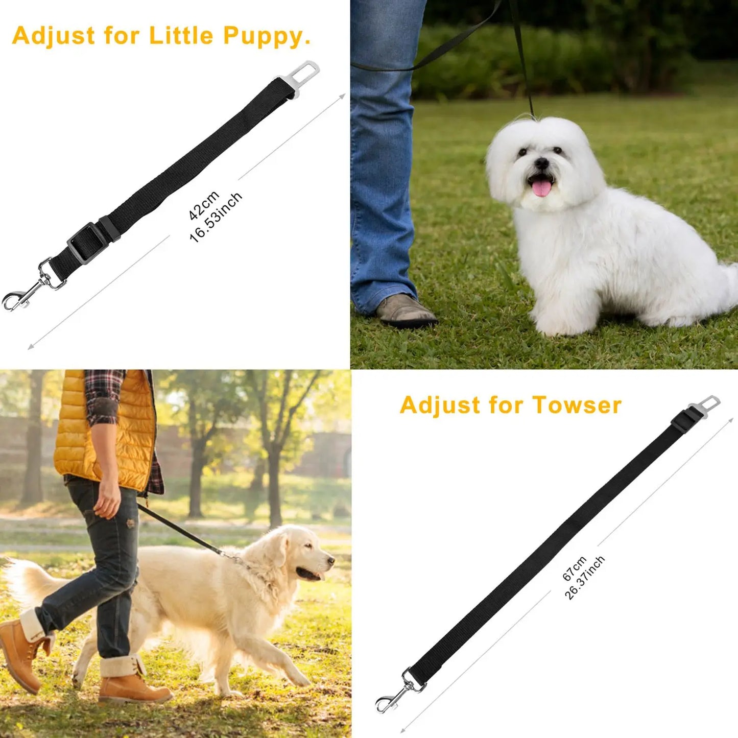 For 2Pcs Pet Dog Seat Belt Leash Adjustable Pet Dog Cat Safety Leads Harness