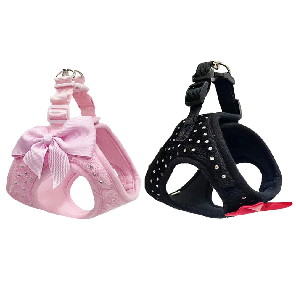 Soft Breathable Dog Chest Harness Vest Small Diamond Decoration Harness for Dogs Pets Collar Pets Chest Strap Leash