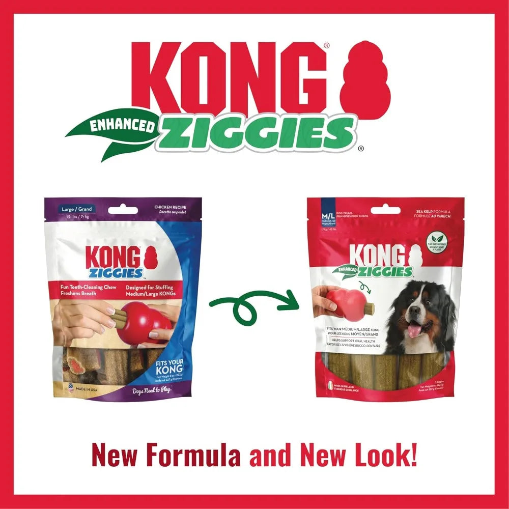 KONG Classic Toy & Enhanced Ziggies Treats Combo Pack - Durable Chew Toy for Dogs - with Enhanced Ziggies Treats - Dog Accessori