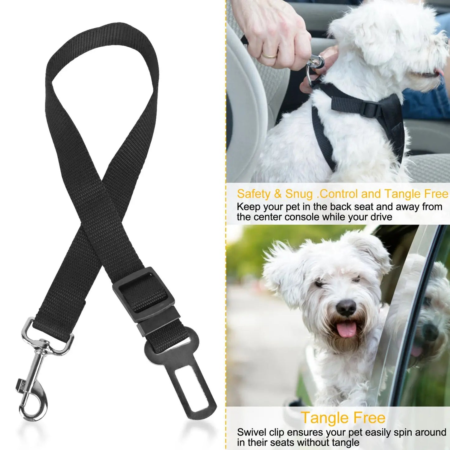 For 2Pcs Pet Dog Seat Belt Leash Adjustable Pet Dog Cat Safety Leads Harness
