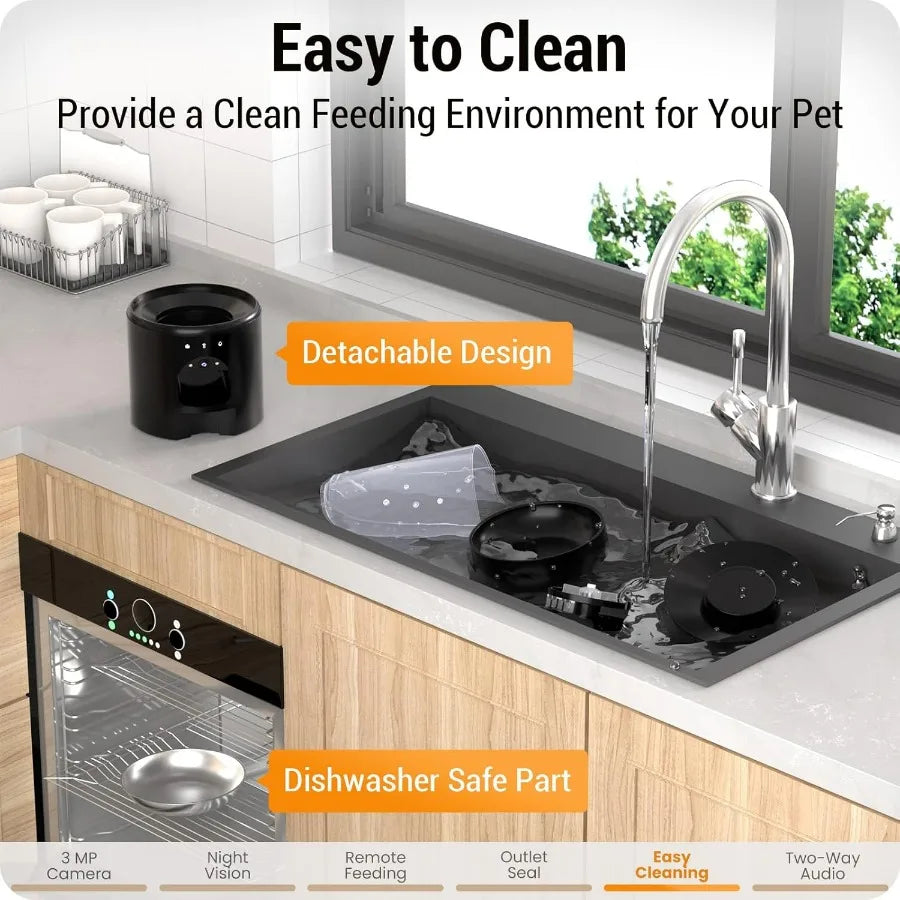 5L Automatic Cat Feeder with 2K HD Camera and Night Vision for Multiple Pets 5G WiFi Enabled Smart Dog Food Dispenser with Fres