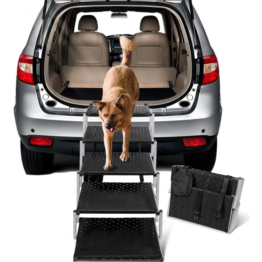 Dog Ramps for Large Dogs - Portable Dog Steps for Cars and SUV, Truck, Lightweight Non-Slip Dog Stairs Support Up to 200 Lbs