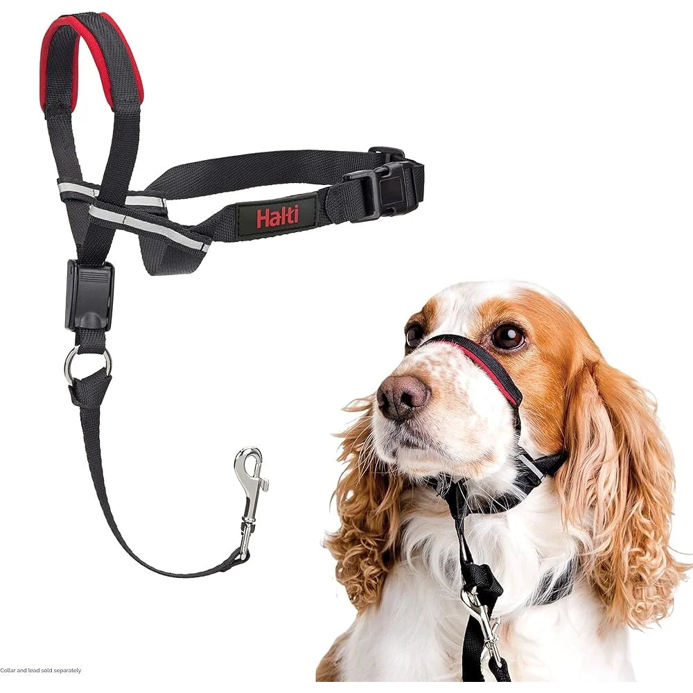 Halti Optifit Headcollar Dogs No Pull Adjustable Reflective Lightweight Padded Nose Band Safe Training Tool with Leash Clip