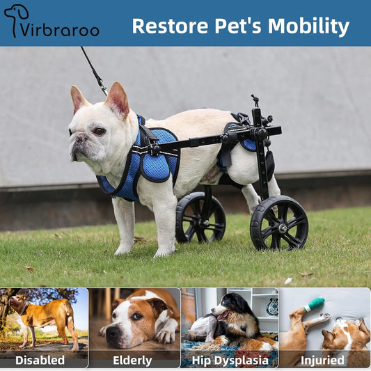 Dog Wheelchair for Back Legs with Upgraded All-Terrain Tires & Durable Bearings, Adjustable Dog Wheelchair, Reflective Safety De